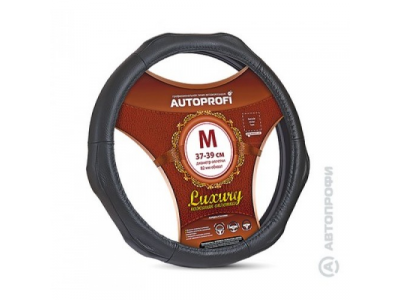Оплётка руля "Luxury" кожа, 3 рельефные вставки (черный) (L)