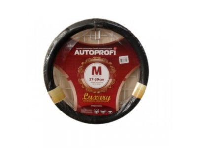 Оплётка руля "Luxury" имитация кожи плетение (черный) (М)