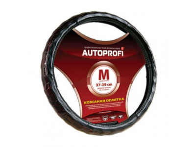 Оплетка "АВТОПРОФИ" нат.кожа+крокодил черный AP-156 BK M 1/20