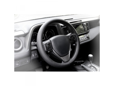 Оплетка гладкая иск. кожа, черная, 37-39 см/М