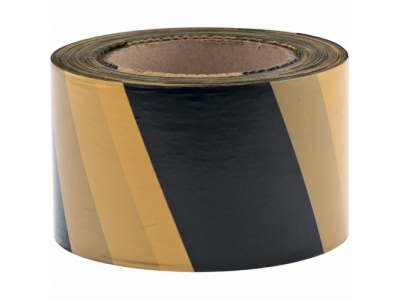 Лента сигнальная, 75 мм х 200 м, черно-желтая Россия Сибртех