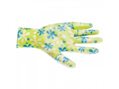 Перчатки садовые из полиэстера с нитриловым обливом, зеленые, S //PALISAD