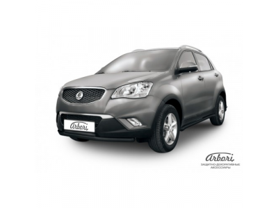 Защита переднего бампера Arbori d57+d42 двойная SSANGYONG Actyon 2011-чёрн.