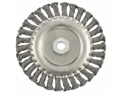 Щетка для УШМ 150 мм, М14, плоская, крученая проволока 0,8 мм// MTX