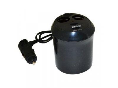 Разветвитель прикуривателя 2 гнезда+2 порта USB (SZU-4) VETTLER